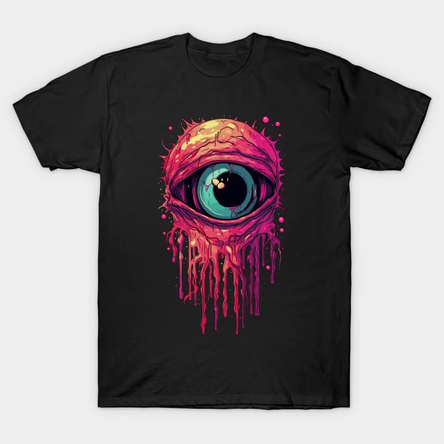 The Beholden Eye Freaky Comic Horror Art I T-Shirt by RuftupDesigns